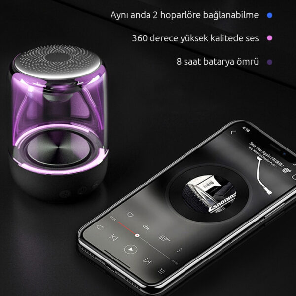 600 MAH TAŞINABİLİR RGB MİKROFONLU AUX/TF/BLUETOOTH 3 WATT HOPARLÖR SPEAKER (BEYAZ) (K0) - Görsel 4