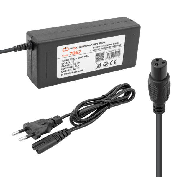 63 VOLT- 1.1 AMPER 69 WATT MASAÜSTÜ 3 PİNLİ GİNGER ŞARJ CİHAZI (K0)