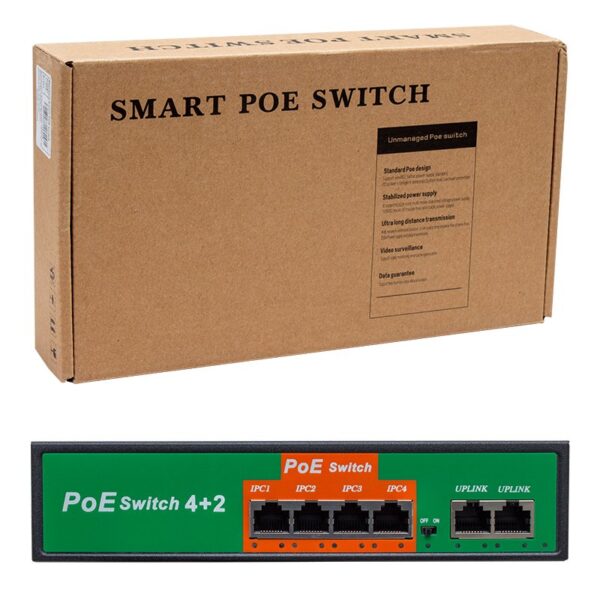 72W 10/100 MBPS 4+2 PORT POE ETHERNET SWITCH (K0) - Görsel 3