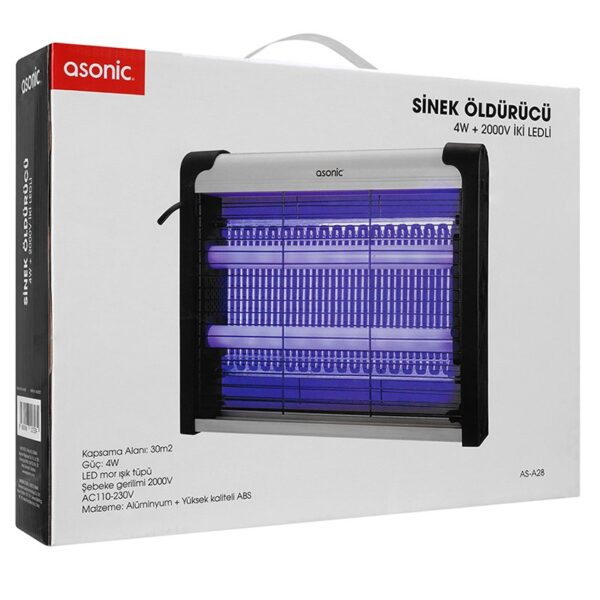 ASONİC AS-A28 SİYAH 4W+ 2000 VOLT İKİ LEDLİ SİNEK ÖLDÜRÜCÜ (K0) - Görsel 4