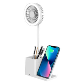 BEYAZ TYPE-C 10W KABLOSUZ ŞARJ CİHAZI FANLI KALEMLİKLİ MASA LAMBASI SL-M9055 (K0)