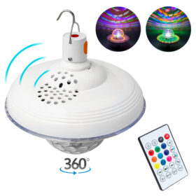 BLUETOOTH DESTEKLİ ANİMASYONLU 8 WATT KUMANDALI ŞARJLI UFO TİP DİSKO TOPU (K0)