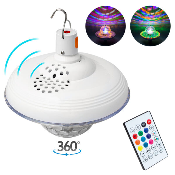 BLUETOOTH DESTEKLİ ANİMASYONLU 8 WATT KUMANDALI ŞARJLI UFO TİP DİSKO TOPU (K0)