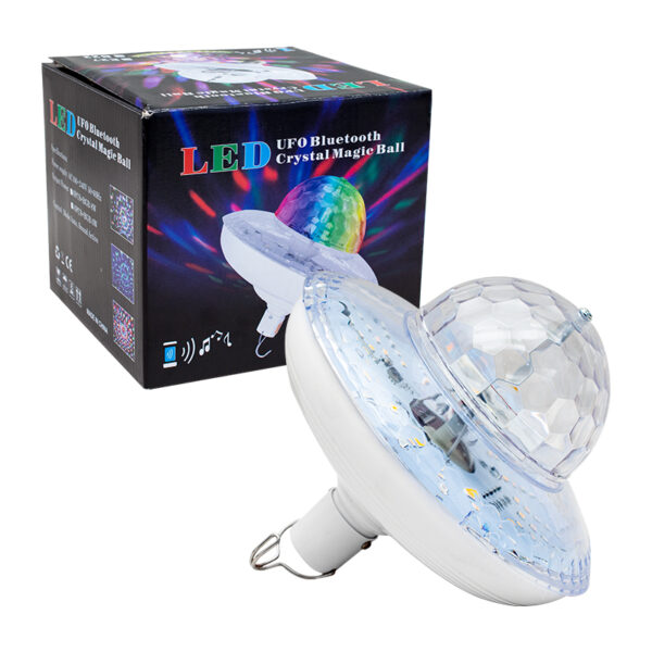 BLUETOOTH DESTEKLİ ANİMASYONLU 8 WATT KUMANDALI ŞARJLI UFO TİP DİSKO TOPU (K0) - Görsel 3