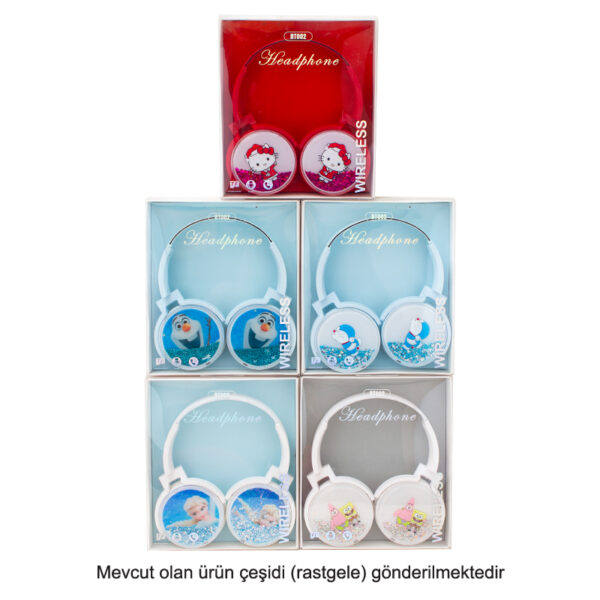 BT-002 KULAKÜSTÜ KABLOSUZ BLUETOOTH HAFIZA KART GİRİŞLİ MICKEY MOUSE KULAKLIK (K0) - Görsel 3