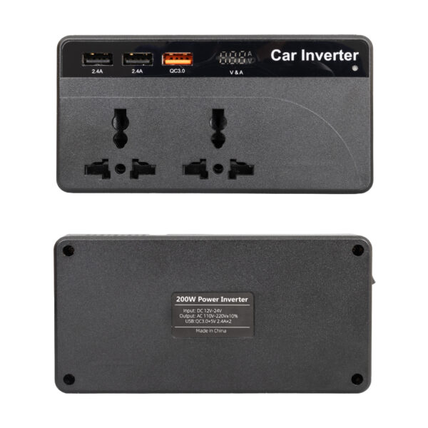 CZ01/12V-24V 12-24 VOLT 200 WATT 3 USB GİRİŞLİ ARAÇ POWER INVERTER (K0) - Görsel 2