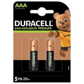 DURACELL ŞARJLI 900 MA AAA İNCE KALEM PİL 2Lİ PAKET (K0)