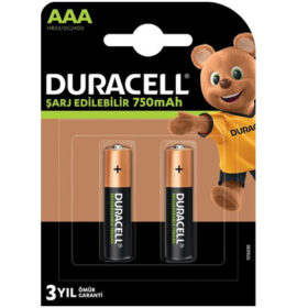 DURACELL HR03/DC2400 İNCE 750 MA ŞARJLI AAA 2Lİ PİL (K0)