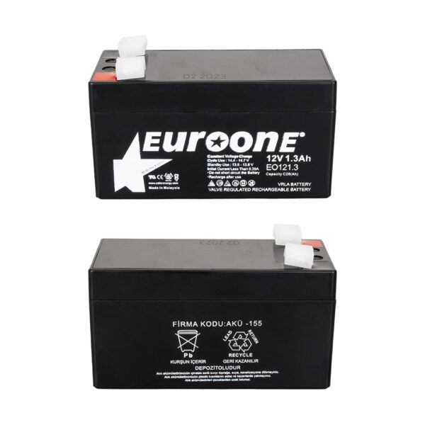 EUROONE EO121.3 12 VOLT - 1.3 AMPER AKÜ (96 X 42 X 52 MM) (K0) - Görsel 2