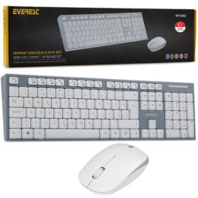 EVEREST KM-6063 BEYAZ/GRİ KABLOSUZ Q MULTIMEDYA KLAVYE+MOUSE SET (K0)