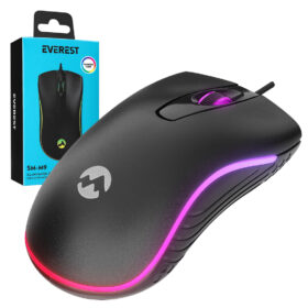 EVEREST SM-M9 1000 DPI USB RGB RAİNBOW LEDLİ SİYAH 3D OPTİK LED MOUSE (K0)