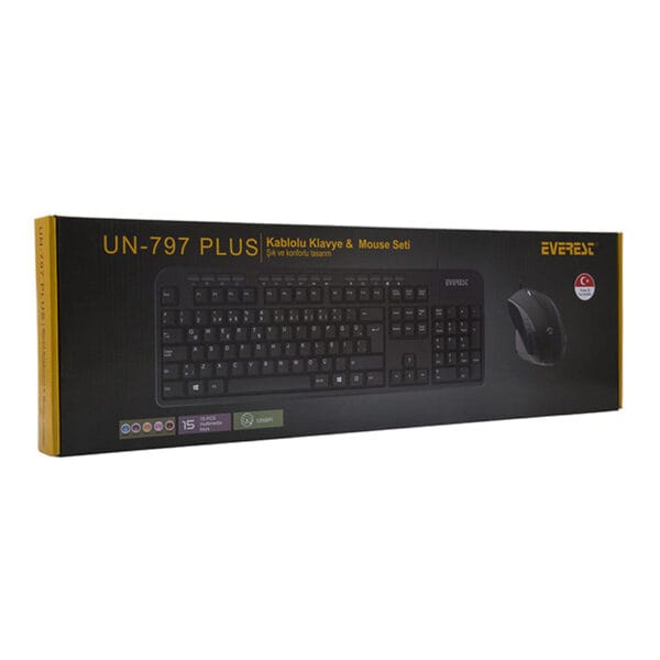 EVEREST UN-797 PLUS USB KABLOLU MULTIMEDYA Q KLAVYE-OPTIK MOUSE COMBO SET (K0) - Görsel 3