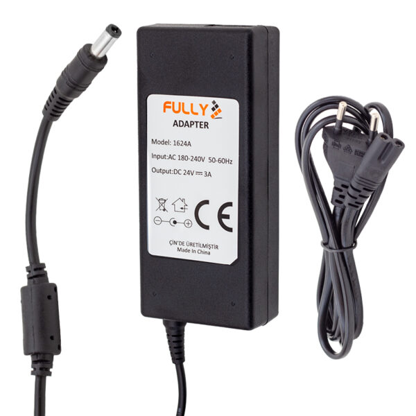 FULLY O-1624A 24 VOLT - 3 AMPER PLASTİK KASA MASAÜSTÜ ADAPTÖR 5.5*2.5 UÇ (81) (K0) - Görsel 3