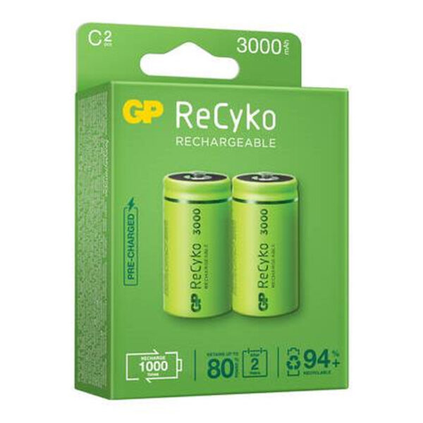 GP 3000 MA NI-MH 1.2V ORTA C BOY ŞARJLI PİL 2LI PAKET (K0)