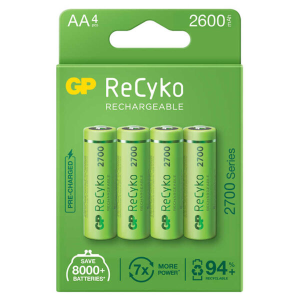 GP RECYKO AA 2600 MAH ŞARJLI 4LÜ PİL GP270AAHCE-2EB4 (GPRHC272E001) (K0) - Görsel 3