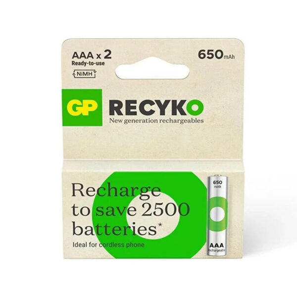 GP RECYKO 650 MAH R03 AAA ŞARJLI 2Lİ İNCE KALEM PİL GP65AAAHCE-2EB2 (GPRHCH63E000) (K0) - Görsel 3