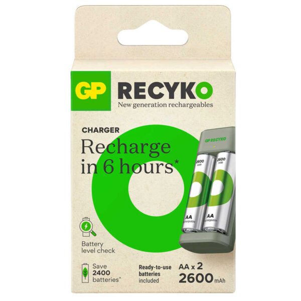 GP RECYKO E221 2 X 2600 MAH R6 AA PİLLİ PİL ŞARJ CİHAZI (GP-E221/270AHCER21-2GTLB2) (K0) - Görsel 2