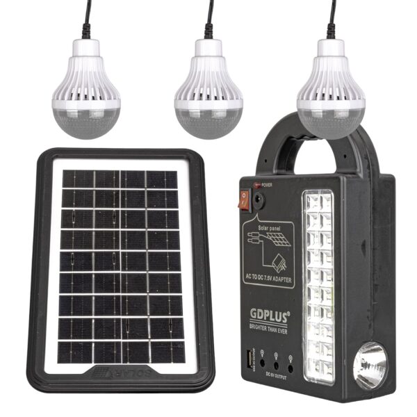GÜNEŞ PANELLİ 3 LAMBALI POWERBANK ÖZELLİKLİ ÇOK AMAÇLI ŞARJLI SOLAR AYDINLATMA (81) (K0)
