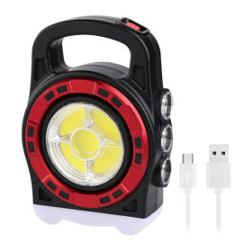 HB-6678C COB LEDLİ 20 WATT 3 KADEMELİ ŞARJ EDİLEBİLİR USB ÇIKIŞLI SOLAR LAMBA (K0)