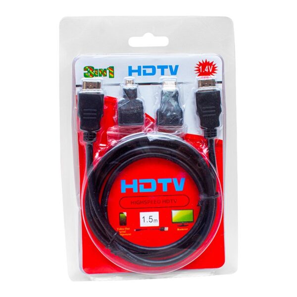 HDMI KABLO 1.5 METRE 3LÜ SET  (MICRO HDMI HDMI*MİNİ HDMI HDMI) (K0) - Görsel 3