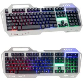 HELLO HL-18743 METAL KASA MEKANİK HİSLİ IŞIKLI USB KABLOLU OYUNCU KLAVYE (K0)