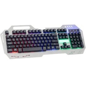 HELLO HL-18743 METAL KASA MEKANİK HİSLİ IŞIKLI USB KABLOLU OYUNCU KLAVYE (K0)