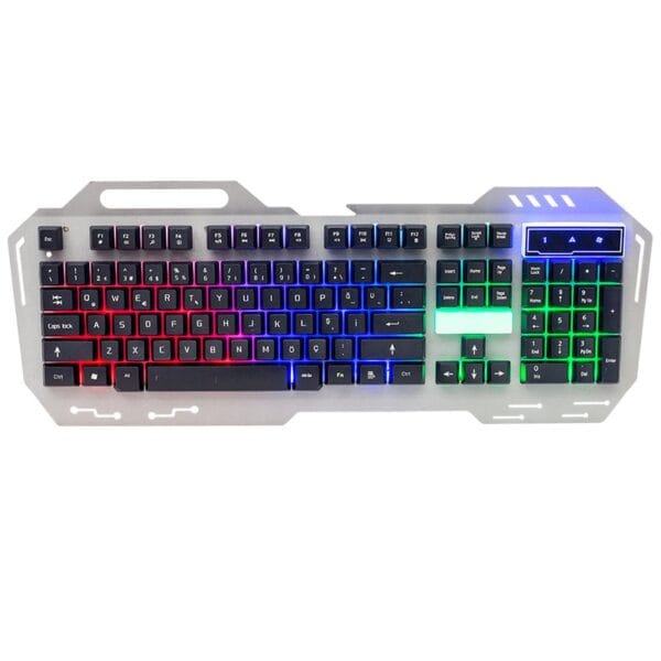 HELLO HL-18743 METAL KASA MEKANİK HİSLİ IŞIKLI USB KABLOLU OYUNCU KLAVYE (K0) - Görsel 3