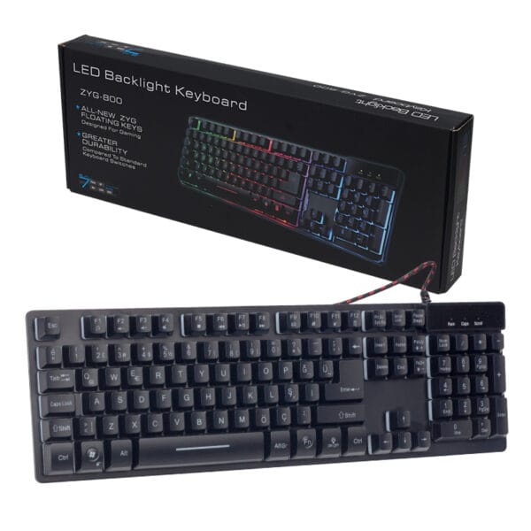 HELLO HL-18744 METAL KASA RGB IŞIKLI KABLOLU OYUNCU Q KLAVYE ZYG-800 (K0) - Görsel 3