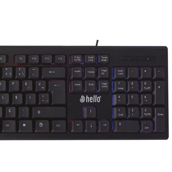 HELLO HL-2573 IŞIKLI KABLOLU OYUNCU KLAVYE + MOUSE COMBO SET (K0) - Görsel 2