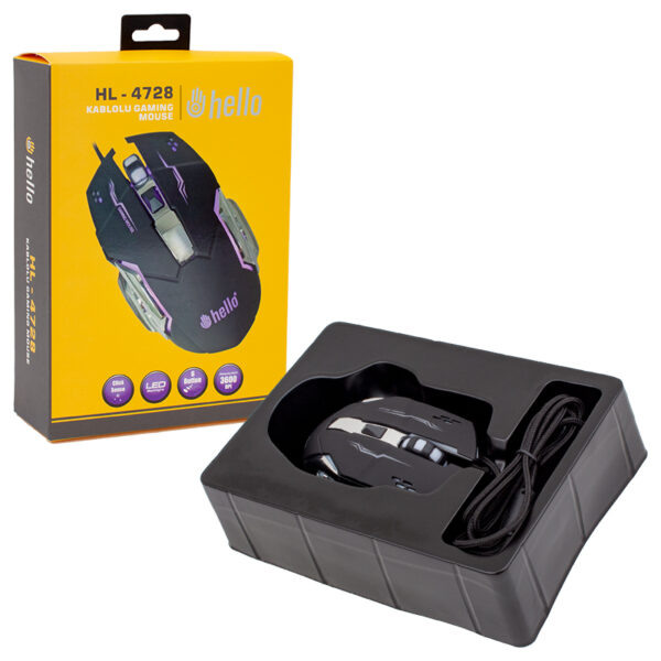 HELLO HL-4728 KABLOLU OYUNCU GAMING MOUSE (K0) - Görsel 3