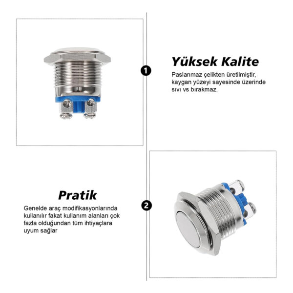 IC-182 D98 BUTON METAL DÜZ 19MM PBS28B-2 (K0) - Görsel 2