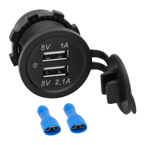 IC-266C PANO TİPİ USB 8-32V GİRİŞ 5V 1A / 5V 2.1A ÇIKIŞ KULAKSIZ 30MM USB (K0) - Görsel 3