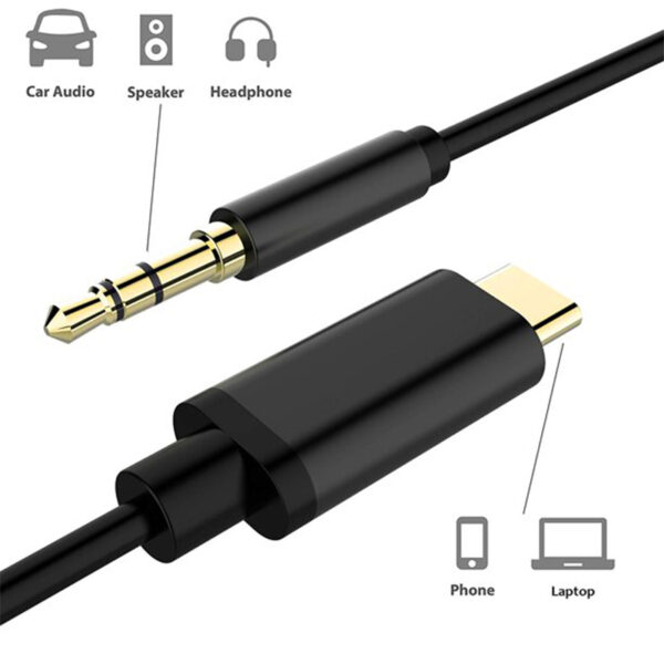 JH-030 TYPE-C TO 3.5 MM AUX AUDIO KABLO (K0) - Görsel 2