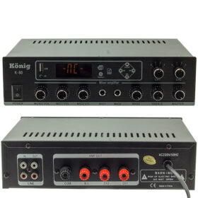 KÖNİG K-80 MİNİ-80W 100V/70V/4-16 OHM USB/SD/BLUETOOTH/2 BÖLGELİ 2 MİK.GİRİŞ TRAFOLU ANFİ (K0)