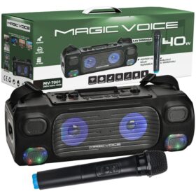 MAGICVOICE MV-7001 VHF EL MİK USB/SD/BT/UK 40 WATT IŞIKLI TAŞINABİLİR ŞARJLI  SEYYAR ANFİ (K0)
