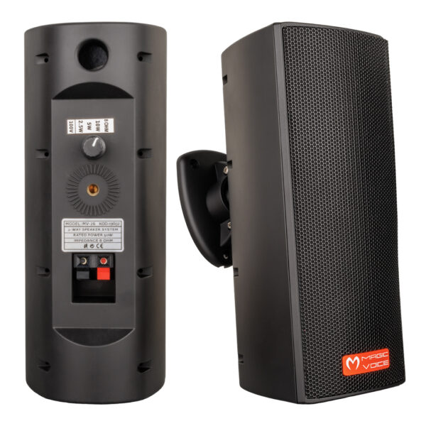 MAGICVOICE MV-26 2*7.5 CM 50 WATT 2Lİ TAKIM SİYAH TRAFOLU SÜTUN HOPARLÖR (K0)