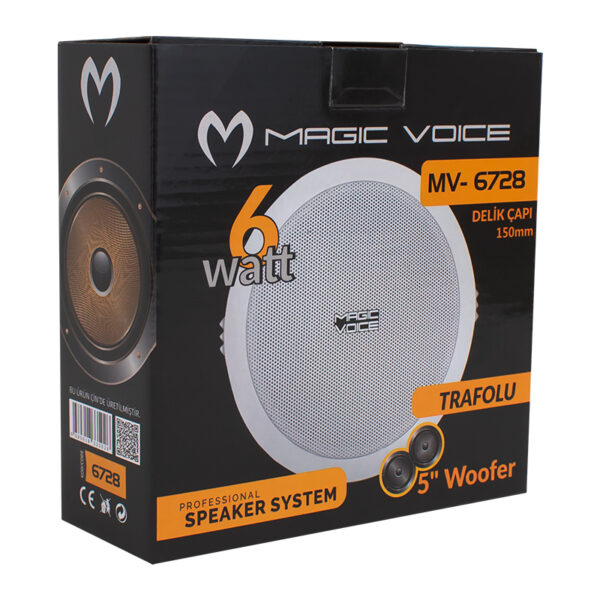 MAGICVOICE MV-6728  5 13 CM 8 OHM 6W BEYAZ ALÇIPAN HOPARLÖR TRAFOLU (K0) - Görsel 3