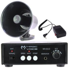 MAGICVOICE MV-800 KAYIT SİREN MİNİ PAZARCI ANFİ SETİ MIKNATISLI  (ANFİ+HOPARLÖR+MİKROFON) (K0)