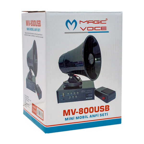 MAGICVOICE MV-800 USB KAYIT SİREN MİNİ PAZARCI ANFİ SETİ MIKNATISLI  (ANFİ+HOPARLÖR+MİKROFON) (K0) - Görsel 2