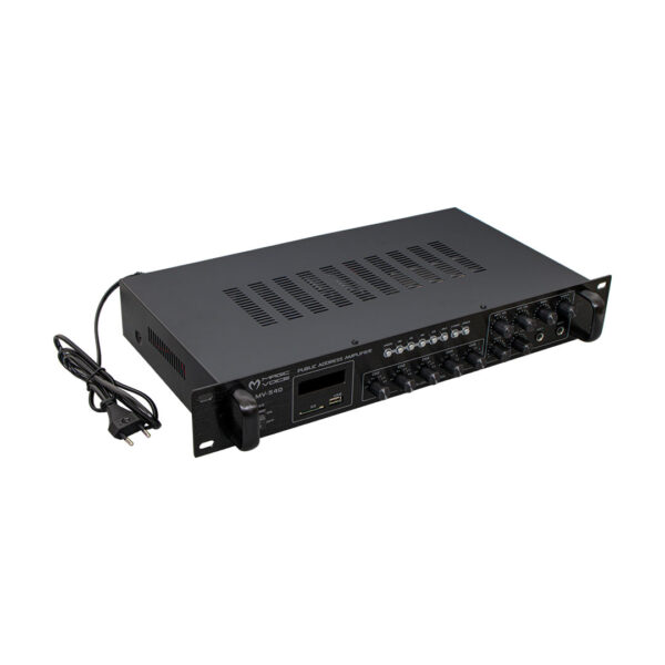 MAGICVOICE MV-540 100 WATT USB/SD/UK BLUETOOTH 2 MİK MUTE GİRİŞLİ 5 BÖLGELİ AÇIP KAPAMA HAT TRAFOLU ANFİ (K0) - Görsel 3