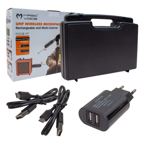 MAGICVOICE MV-19595 UHF GİTAR TİP KABLOSUZ MİKROFON ÜÇLÜ SET(RECEVER XRL) (K0) - Görsel 3
