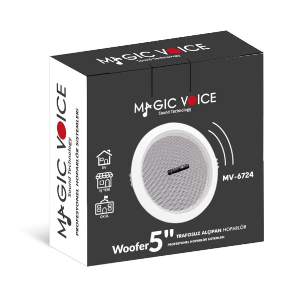 MAGICVOICE MV-6724  5 13 CM 8 OHM 6 W BEYAZ ALÇIPAN HOPARLÖR TRAFOSUZ (K0) - Görsel 3