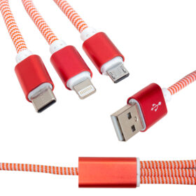 MICRO USB/TYPE-C/LIGHTNING 2.1A METAL 1.2 METRE ŞARJ VE DATA KABLOSU (81) (K0)