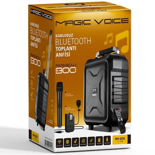 VHF EL+YAKA MİKROFONLU USB*SD*BT/TAŞINABİLİR SEYYAR ANFİ 300W (K0) - Görsel 5