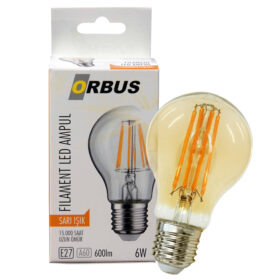 ORBUS ORB-F6W FILAMENT BULB A60 E27 6 WATT 600 LÜMEN AMBER LED AMPÜL (K0)