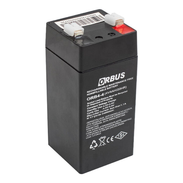 ORBUS ORB4-4 4 VOLT - 4 AMPER DİK AKÜ (45 X 45 X 100 MM) (K0)