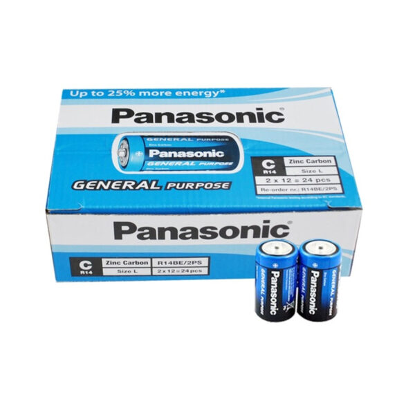 PANASONIC R14BE/2PS MANGANEZ  ORTA C BOY 24 LÜ PİL PAKET FİYATI (K0)