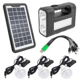 PANELLİ SOLAR LAMBA 3 AMPULLÜ SET AKÜLÜ SOLAR IŞILDAK FENER (K0)