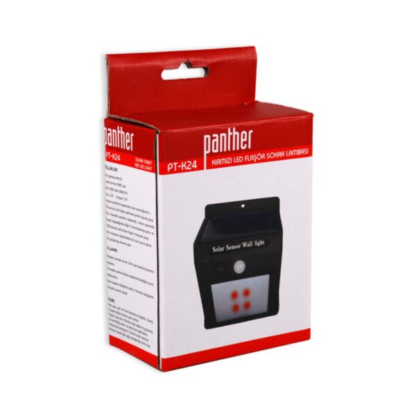 PANTHER PT-K24 KIRMIZI LED FLAŞÖRLÜ SENSÖRLÜ SOLAR LED SOKAK LAMBASI (K0) - Görsel 3