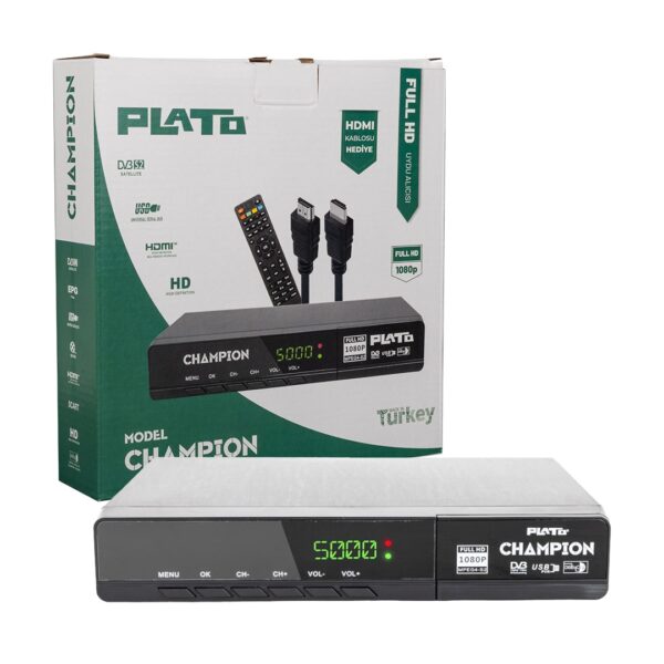 PLATO CHAMPION KASALI FULL HD UYDU ALICISI (SCART+HD)(HDMI KABLO DAHİL) (K0) - Görsel 3